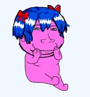 animated arm blue_hair bow bury_pink_gril ext=gif foot glasses hair hand janny leg mist pink_skin smile soyjak stubble subvariant:massjak variant:gapejak // 981x1066 // 146.8KB