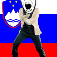 angry animated country dance flag flag:slovenia full_body gangnam_style glasses irl mountain open_mouth river slovenia soyjak star stubble variant:cobson // 300x460 // 499.5KB