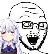 anime chino_kafuu crazed glasses gochiusa open_mouth soyjak stubble subvariant:soyak_(crazed) variant:soyak // 740x724 // 279.0KB