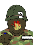 angry blood blood_from_nose brown_skin card cracked_teeth hand helmet leaking looking_at_you medal meta:not_oc military military_uniform nate_higger's_distant_cousin_(cape_rrackers) nose pointing pointing_at_viewer raid shitskin spade subvariant:hunky_twink_sex_machine teeth text transparent_background variant:alicia yellow_teeth