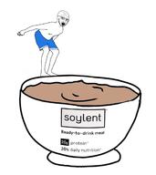 arm clothes cup diving full_body glasses hand jump leg mug open_mouth shirtless soy soyjak soylent stubble text variant:soyak // 1097x1231 // 265.3KB