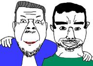 2soyjaks clothes ear grey_hair hair hand happy mustache smile soyjak stubble subvariant:chudjak_front variant:bernd variant:chudjak // 788x563 // 221.8KB