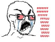 angry bloodshot_eyes crying glasses open_mouth rage rage_comic rage_guy soyjak stubble text variant:soyak // 1032x792 // 251.3KB