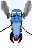 angry bald bloodshot_eyes blue blue_skin calm closed_mouth ear flag flag:japan flag:kagoshima fume glasses japan kagoshima ogre_ears seethe smoke soyjak stretched_chin stubble template todofuken transparent_background variant:markiplier_soyjak // 823x1250 // 55.9KB