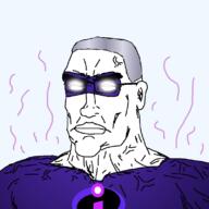 buff clothes fragrance_lines grey_hair incredible_air_freshener mask mr_incredible purple_shirt subvariant:perceptive_chud variant:chudjak white_eyes white_skin // 799x799 // 134.2KB