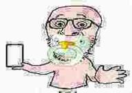 baby eyebrows glasses holding_object holding_phone looking_at_you low_quality low_resolution open_mouth pacifier pink_skin stubble variant:huippee variant:unknown // 179x127 // 2.5KB