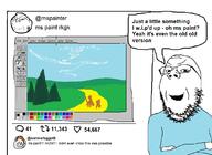 2soyjaks artist closed_mouth clothes coaxed_into_a_snafu crossed_arms glasses ms_paint open_mouth rkgk smug soyjak speech_bubble stubble text twitter variant:gapejak // 1084x790 // 100.7KB