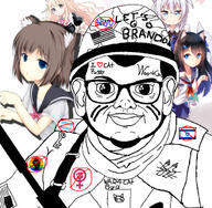 animal anime black_lives_matter cat closed_mouth clothes combat_helmet country ear epaulettes feminism flag glasses hat helmet i_love israel key lets_go_brandon lgbt m1_helmet military military_uniform nazism oh_my_god_she_is_so_attractive raised_fist_(symbol) schutzstaffel soyjak tranny united_states variant:brandon // 621x609 // 325.3KB