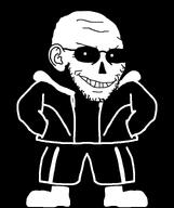 artist:Ilovy closed_mouth ear glasses hoodie jacket sans shorts skeleton skull smile smug soyjak stubble subvariant:soyak_(smug) swede_(artist) undertale variant:soyak // 632x756 // 53.8KB