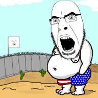 2soyjaks amerimutt desert fat flag glasses mexico open_mouth soyjak stubble united_states variant:cobson variant:feraljak wall // 800x800 // 69.5KB
