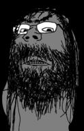 angry black_background clenched_teeth frown glasses grey_skin hair hairy long_hair soyjak stubble text unibrow variant:gapejak // 809x1260 // 248.9KB