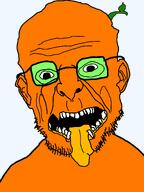 bald ear froot glasses meta:outdated orange_skin split_jaw stubble teeth tongue variant:volatilejak // 1497x1993 // 244.1KB