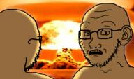 2soyjaks back ear explosion featured glasses hair imminent_death irl irl_background nuclear scared soyjak stubble subvariant:soyak_(concerned) variant:soyak // 1309x768 // 464.6KB