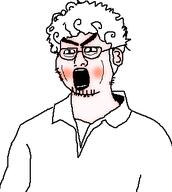 angry cheeks clothes ear hair open_mouth pink_skin soyjak stubble variant:unknown // 307x343 // 16.9KB