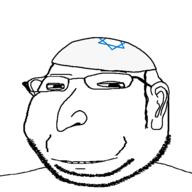 clothes ear eyelids glasses hair hat judaism kippah large_nose small_eyes smile soyjak stubble subvariant:massjak subvariant:wholesome_soyjak variant:gapejak // 600x600 // 15.5KB