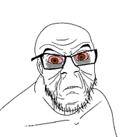 angry bags_under_eyes bloodshot_eyes closed_mouth crazed ear eyebags frown remastered series:remastered_soyjaks teeth tired variant:feraljak wrinkles yellow_teeth // 1500x1500 // 45.9KB