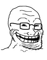 glasses open_mouth smile stubble trollface variant:soyak // 1028x1311 // 67.7KB