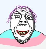 evil glasses mustache ominous purple_hair scary smile stubble tranny variant:bernd // 2014x2164 // 235.5KB