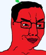 annoying_orange apple food fruit glasses hair leaf red_skin series:fruiterz! smile smug soyjak variant:chudjak // 645x770 // 47.3KB