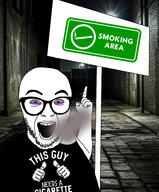 abortion alley bloodshot_eyes cigar cigarette crazed dark glasses hair night open_mouth pointing red_eyes shadow shirt_with_words sign smoke smoking soyjak stubble teeth text tired transparent transparent_background vape variant:abortion_lover // 794x960 // 396.4KB