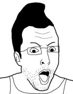 ear glasses hair open_mouth sleeveless_shirt soyjak stubble variant:unknown // 427x548 // 19.8KB