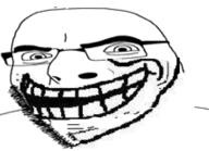 glasses open_mouth smile soyjak stubble trollface variant:cobson // 427x309 // 26.3KB