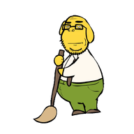 animated broom clothes dog drawfag glasses janny stubble tranny_artstyle variant:gapejak yellow_skin // 800x800 // 150.7KB