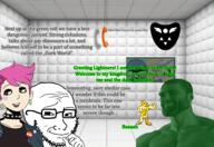 asylum brown_eyes choker comic deltarune earring gigachad lesbian libleft padded_cell phone pink_hair political_compass schizo schizophrenia schizoposting smug soyjak spiked_collar text tranny variant:soyak // 2000x1379 // 555.6KB
