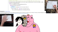'ki award big_lips black_hair black_sclera blush brown_hair cobblestone cobblestone_(user) cutebooru_(user) eyes fang female femjak forehead_lines glasses goopz_(namefag) ink irl irl_photo mask masked meta:namefags nostril paper pen pink_skin pooner red_lips soybooru soyjak_wiki stubble tooth variant:cobson variant:gapejak variant:meximutt white_skin woman writing yellow_glasses // 2560x1440 // 1.5MB