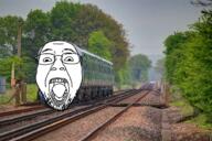 flipped glasses irl_background open_mouth rail soyjak stubble train variant:bernd // 612x408 // 517.6KB