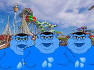 3soyjaks blue_lips blue_skin closed_mouth clothes ear fat glasses hair irl_background looking_at_you subvariant:branigger tshirt variant:brandon variant:meximutt waterpark watersissy yellow_sclera // 1280x960 // 305.1KB