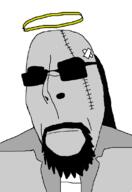 closed_mouth clothes glasses goatee grey_skin hair halo long_hair madness_combat soyjak stitch sunglasses variant:cobson // 775x1127 // 23.5KB