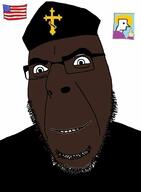 black_skin christianity clothes country flag glasses hat orthodox_church religion smile smug soyjak stubble united_states variant:cobson // 712x972 // 60.3KB