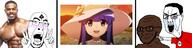 ahegao anime bbc bloodshot_eyes buff chud closed_mouth clothes crying furude_rika glasses hand higurashi nazism pointing queen_of_spades smile smirk smug soyjak stubble swastika text variant:chudjak variant:cobson variant:soyak // 3386x852 // 455.0KB