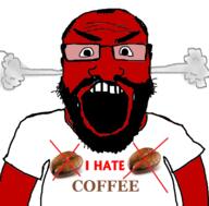 angry balding beard clothes coffee fume glasses hair i_hate open_mouth red_skin soyjak subvariant:science_lover text tshirt variant:markiplier_soyjak // 800x789 // 193.7KB