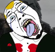 beard blood blue_eyes clothes crying dimitri_rascalov grand_theft_auto grand_theft_auto_iv mole norwood shot soyjak statue_of_liberty stubble suit tongue variant:bernd video_game white_shirt yellow_hair // 1677x1569 // 718.5KB