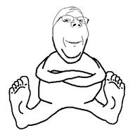 arm crossed_arms foot full_body glasses hand leg sitting smile soyjak stubble subvariant:wholesome_soyjak template variant:gapejak // 400x400 // 13.8KB