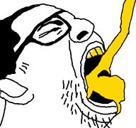 closed_eyes crassus ear eating glasses gold golden_tooth hair open_mouth rome soyjak stubble variant:poop_eater // 351x329 // 9.2KB