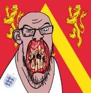 anglesey angry animal british distorted ear flag flag:anglesey flower glasses hair irl lion open_mouth plant rotten_teeth soyjak stubble teeth united_kingdom variant:feraljak wales white_skin yellow_teeth you_were_one_i_ker // 1048x1081 // 516.9KB