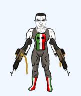 ammo ammo_belt closed_mouth ear firearm flag flag:italy hair italy machine_gun punisher punisher_face scope soyjak subvariant:chudjak_front subvariant:muscular_chud variant:chudjak weapon // 1050x1234 // 281.9KB