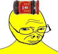 chinese_text closed_mouth flavorjak food glasses hot_sauce lao_gan_ma soyjak stubble variant:upsidedownjak yellow_skin // 630x587 // 143.2KB