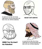 arab calarts closed_mouth concerned frown glasses grin islam judaism meme nordic_chad palestine so_true soyjak stubble subvariant:soyak_(irritated) text variant:soyak // 732x842 // 182.1KB