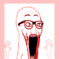animated arm glasses hand hands_up monster open_mouth poyopoyo pyokopyoko red sharp_teeth soyjak stubble subvariant:wewjak variant:soyak // 303x380 // 478.2KB