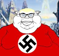 a10_eyes aryan big_lips blond blue_eyes closed_mouth fat flag:nazi_germany hair hyperborea mutt nazism red_shirt subvariant:branigger swastika ugly variant:brandon // 1675x1583 // 1.5MB