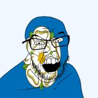 angry british england flag flag:yorkshire flower glasses hair looking_at_you mustache open_mouth plant soyjak stubble teeth united_kingdom variant:feraljak white_rose_of_york yorkshire // 1500x1500 // 343.6KB