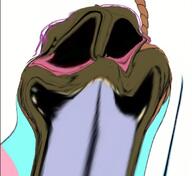 ack brown_skin brown_troonjak distorted flag:transgender_pride_flag hanging rope smile suicide tongue tranny trend:slopjak variant:bernd white_background // 816x750 // 371.7KB