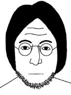 closed_mouth eyebrows forehead_lines glasses hair looking_at_you neutral soyjak stubble variant:lennonjak // 664x878 // 83.5KB