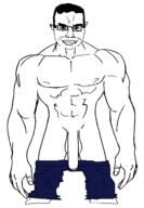 arm big_penis buff closed_mouth clothes ear full_body glasses hair hand penis smile subvariant:obsessedchud template variant:chudjak // 1464x2120 // 65.3KB