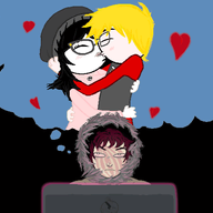 animated antiswarthy_(namefag) blond computer glasses heart homestuck kiss nate pink_shirt pixel_art red_shirt speech_bubble variant:soytan // 632x480 // 66.5KB