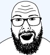 beard glasses jesse_cox open_mouth smile soyjak template transparent_background variant:chai_breakfast // 500x555 // 15.8KB
